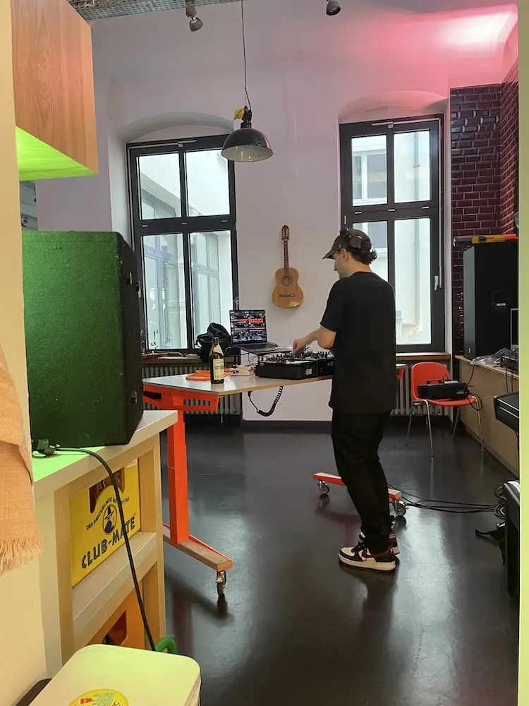 Enjoy tech and techno at the office.